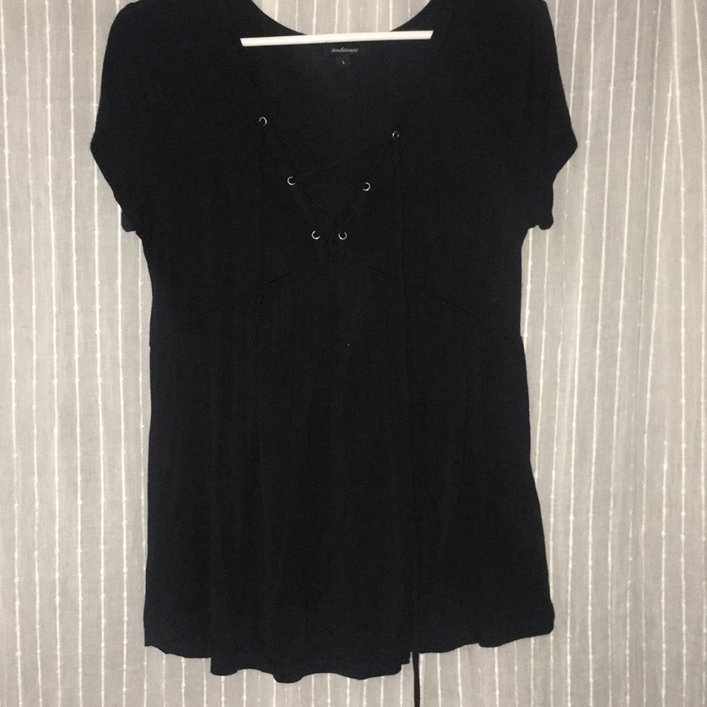 Black Lace Up Top